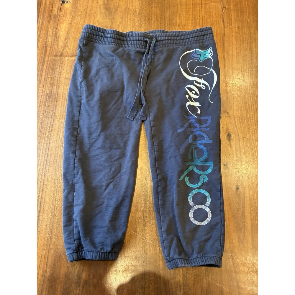 Fox Racing Y2K Capri Sweat Pants Women's Size XL Black Straight Leg Old English